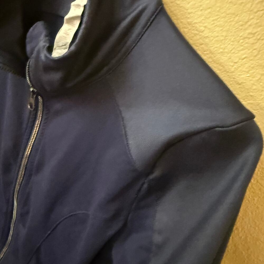 Alo Yoga full zip navy moto track jacket faux leather trim activewear athletic S - Picture 7 of 10